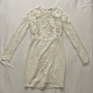 Fashion Nova Dress Women Small Semiformal Long Sleeve Lace With Flowers